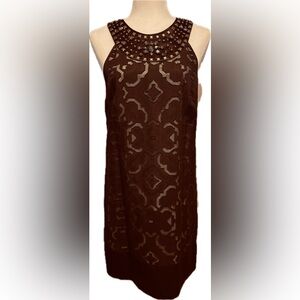 Laundry By Shelli Segal Chocolate Brown Embellished Mini Dress